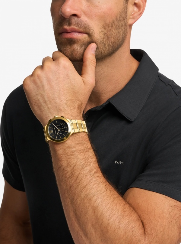 Michael Kors Mens Oversized Billie Gold-Tone Watch