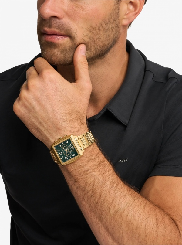 Michael Kors Mens Oversized Rhys Gold-Tone Watch