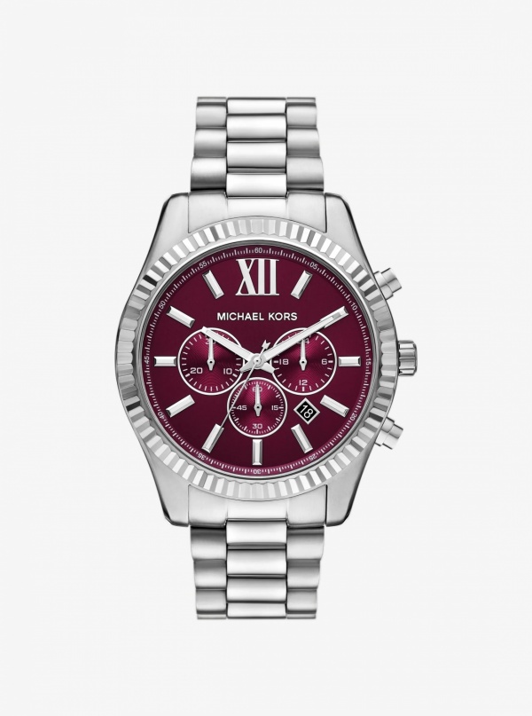 Michael Kors Mens Oversized Lexington Silver-Tone Watch