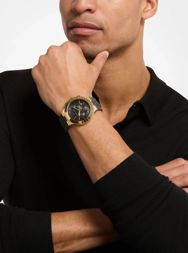 Michael Kors Oversized Billie Gold-Tone and Silicone Watch
