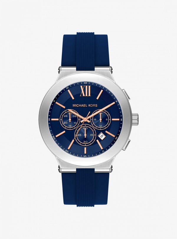 Michael Kors Oversized Billie Silver-Tone and Silicone Watch