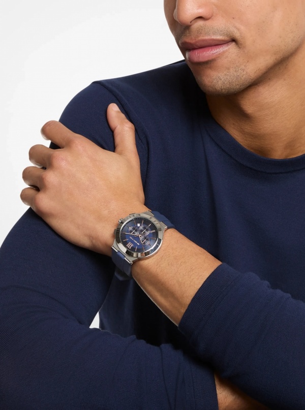 Michael Kors Oversized Billie Silver-Tone and Silicone Watch