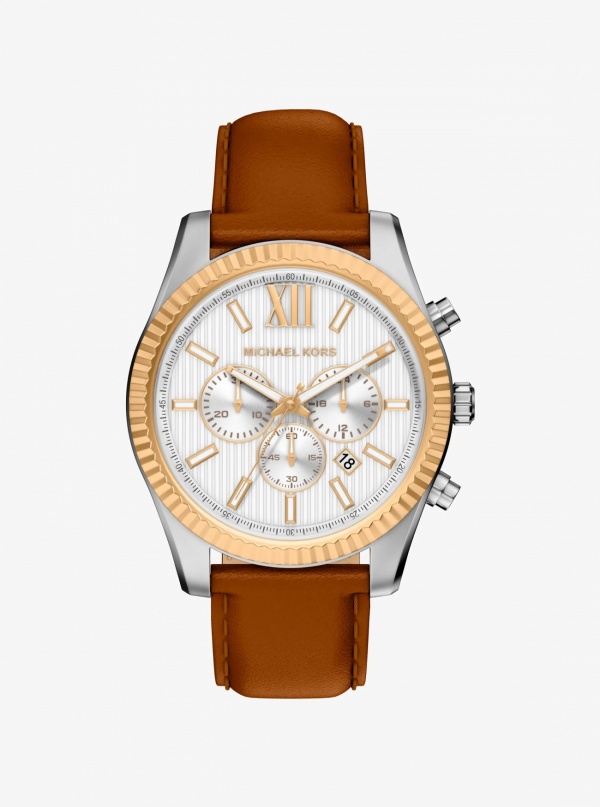 Michael Kors Oversized Lexington Two-Tone and Leather Watch