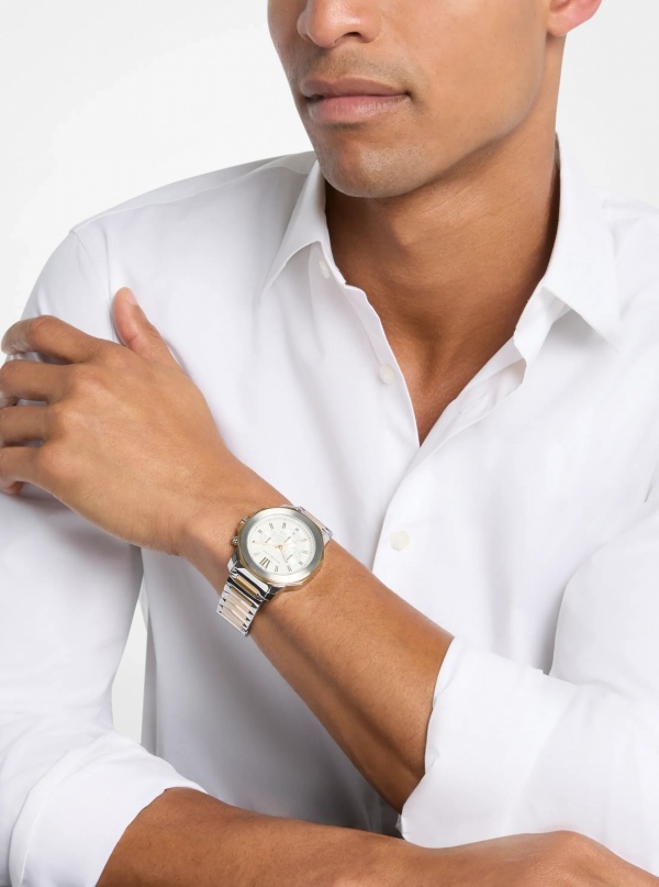 Michael Kors Mens Oversized Prescott Two-Tone Watch