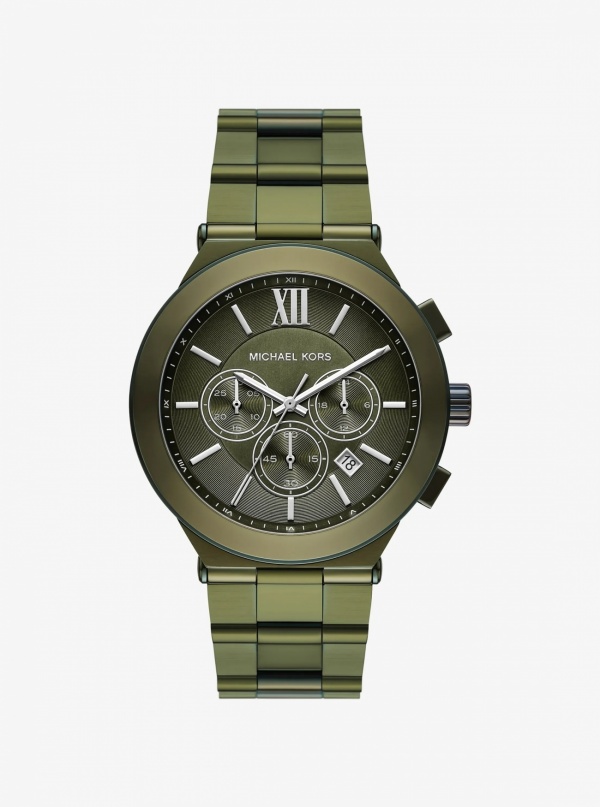 Michael Kors Mens Oversized Billie Green-Tone Watch