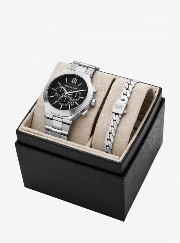 Michael Kors Oversized Billie Silver-Tone Watch and Bracelet Gift Set