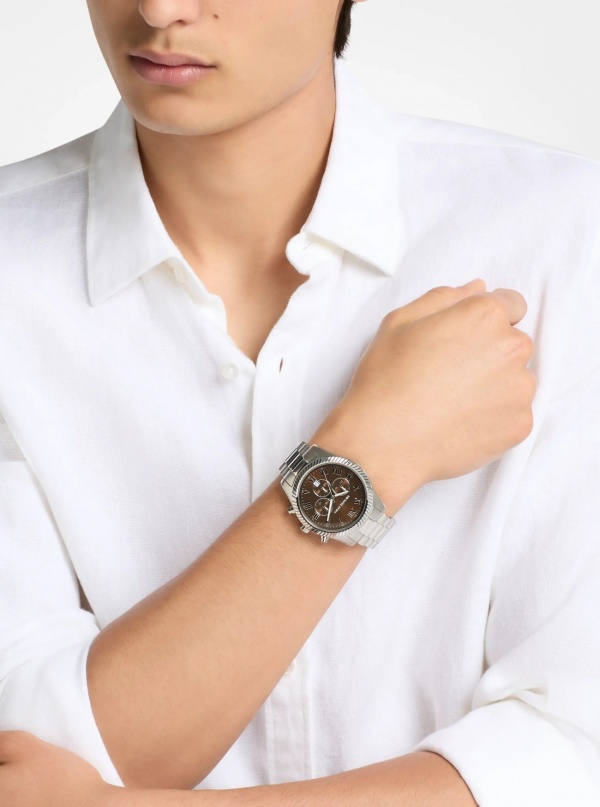 Michael Kors Oversized Lexington Silver-Tone Watch