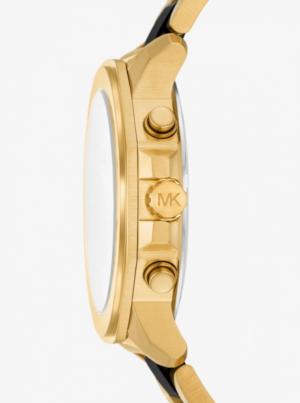 Michael Kors Mens Oversized Prescott Gold-Tone and Ceramic Watch