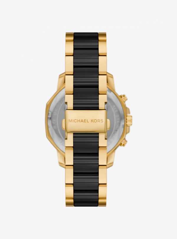 Michael Kors Mens Oversized Prescott Gold-Tone and Ceramic Watch