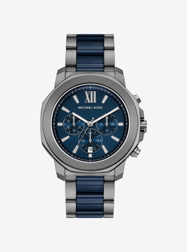 Michael Kors Mens Oversized Prescott Gunmetal and Ceramic Watch