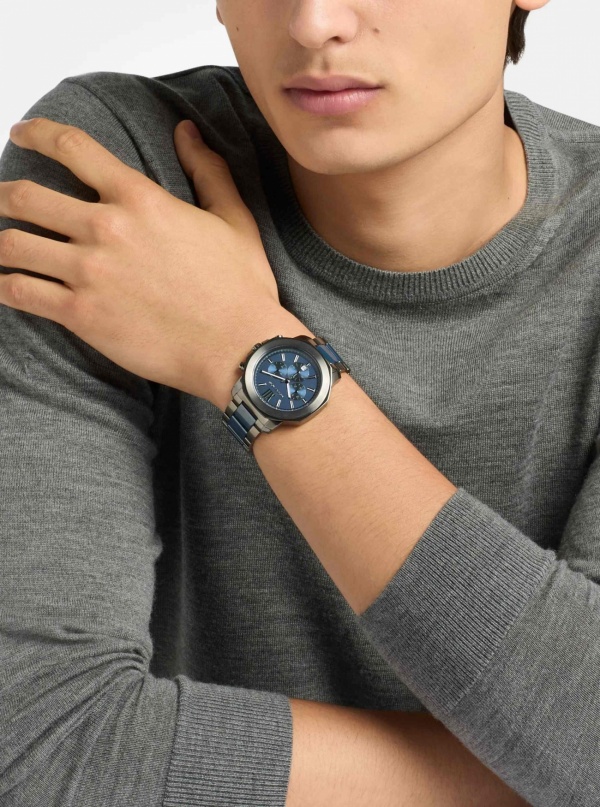 Michael Kors Mens Oversized Prescott Gunmetal and Ceramic Watch