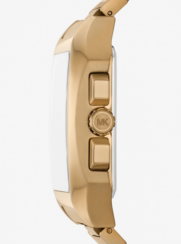 Michael Kors Mens Hayes Oversized Brushed Beige Gold-Tone Sport Watch