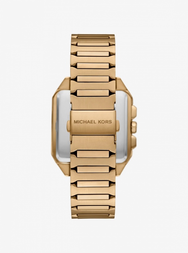 Michael Kors Mens Hayes Oversized Brushed Beige Gold-Tone Sport Watch