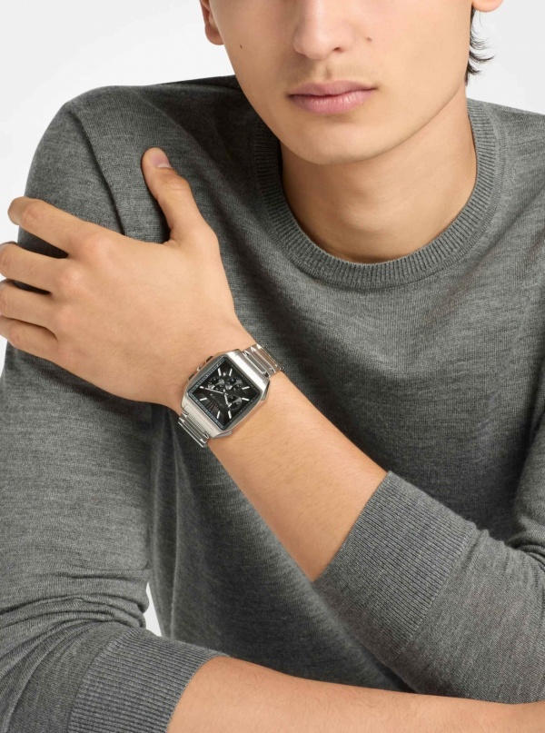 Michael Kors Hayes Oversized Silver-Tone Sport Watch