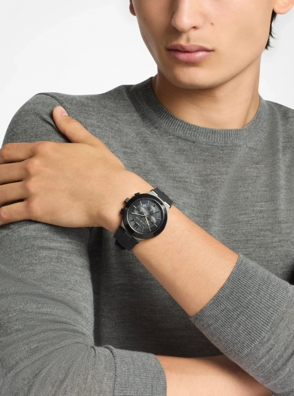 Michael Kors Oversized Billie Black-Tone and Silicone Watch
