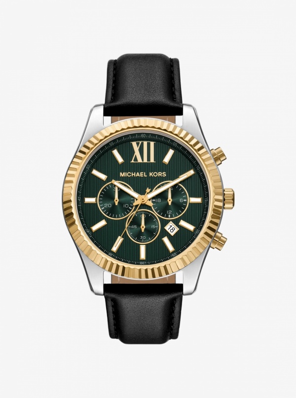 Michael Kors Oversized Lexington Two-Tone and Leather Watch