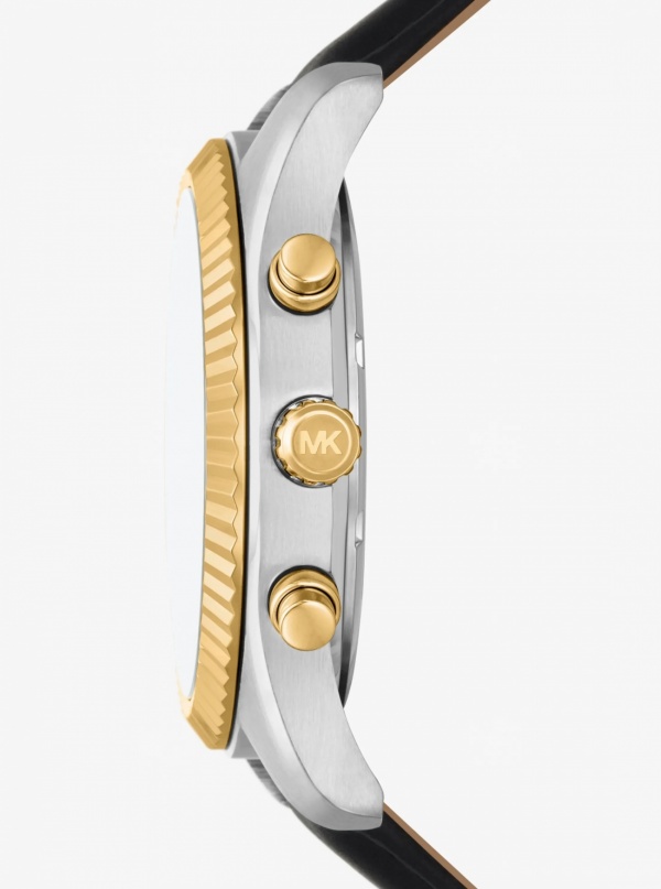 Michael Kors Oversized Lexington Two-Tone and Leather Watch