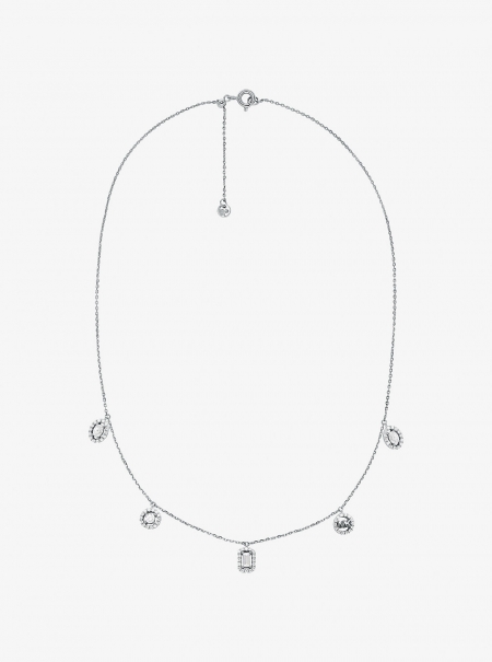 Michael Kors Precious Metal-Plated Sterling Silver Pavé Mixed Charms Necklace