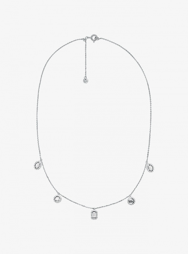Michael Kors Precious Metal-Plated Sterling Silver Pavé Mixed Charms Necklace