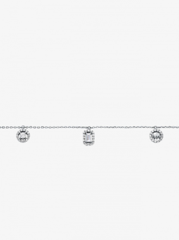 Michael Kors Precious Metal-Plated Sterling Silver Pavé Mixed Charms Necklace
