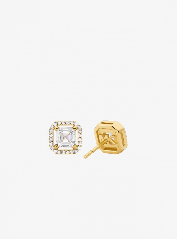 Michael Kors Precious Metal-Plated Sterling Silver Pavé Stud Earrings