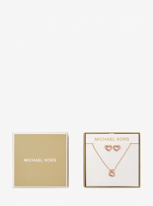 Knotted Heart Necklace and Earrings Gift Set