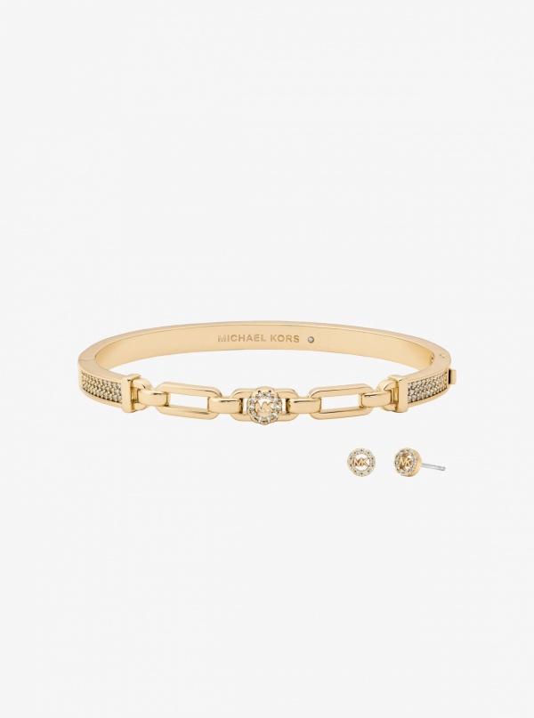 Pavé Logo Bangle and Stud Earrings Gift Set