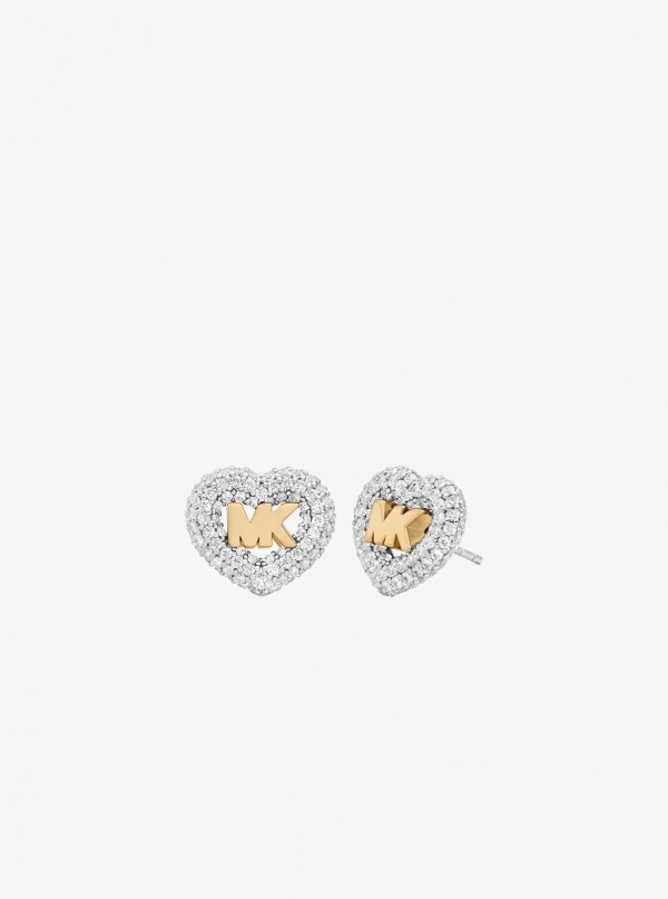 Logo and Pavé Heart Earrings