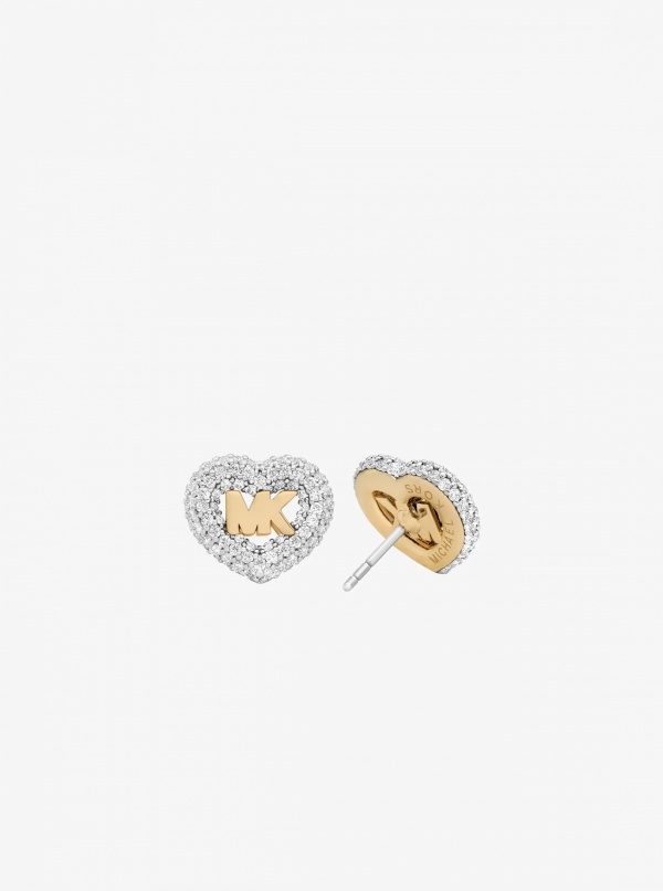 Logo and Pavé Heart Earrings