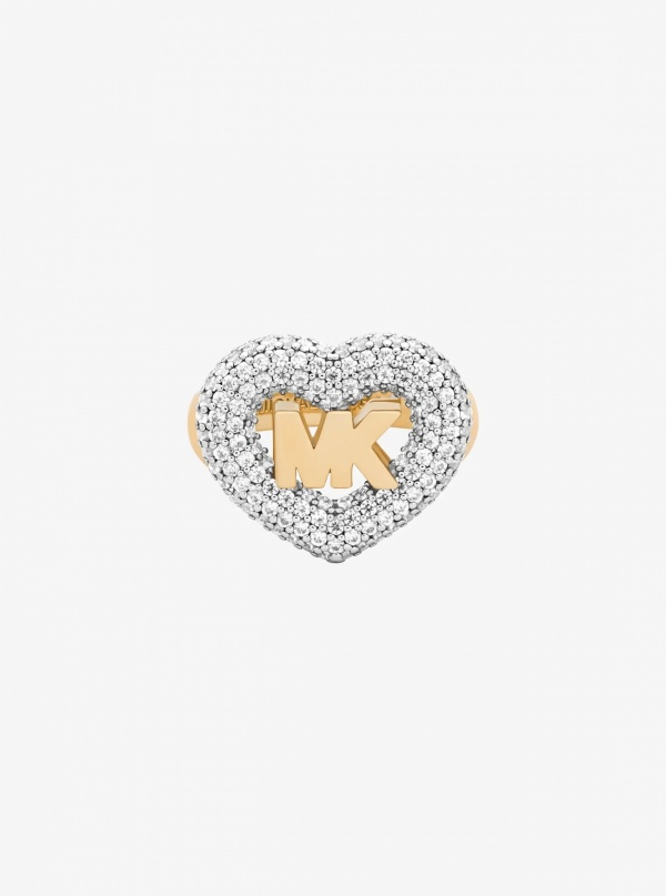 Logo and Pavé Heart Ring