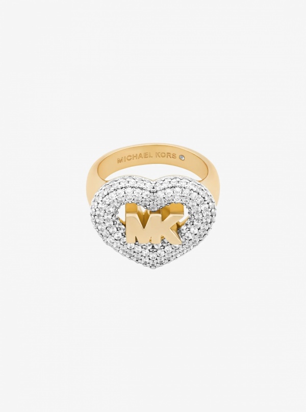 Logo and Pavé Heart Ring