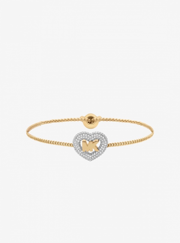 Pavé Heart and Logo Slider Bracelet