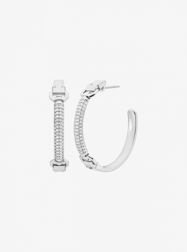 Pavé Horsebit Hoop Earrings