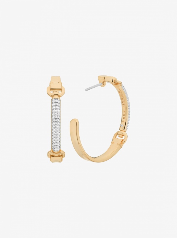 Pavé Horsebit Hoop Earrings