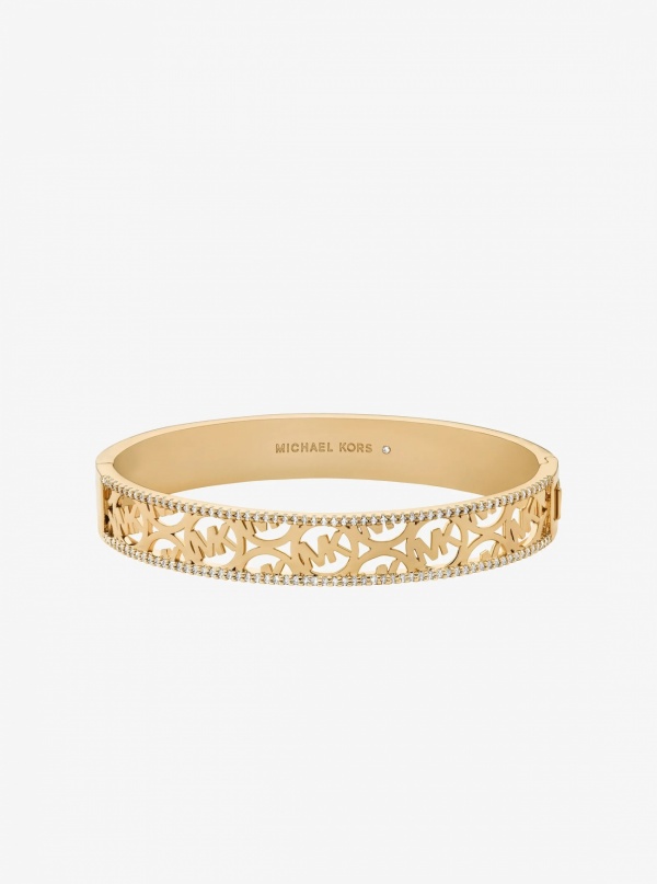 Pavé Perforated Logo Bangle