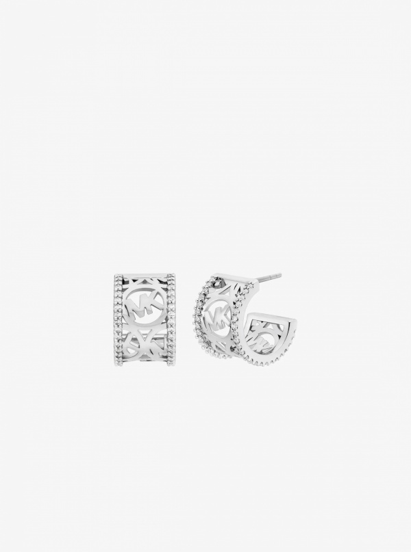 Pavé Logo Huggie Earrings