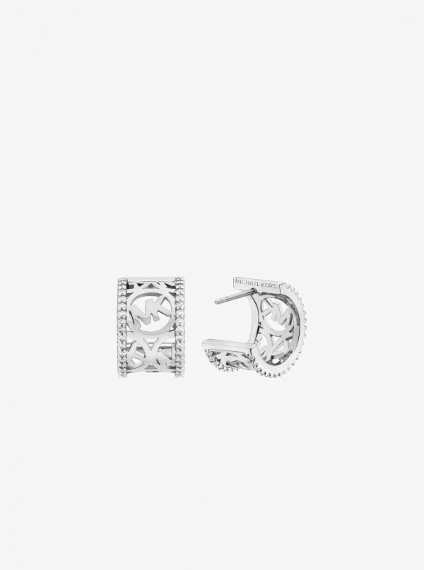 Pavé Logo Huggie Earrings