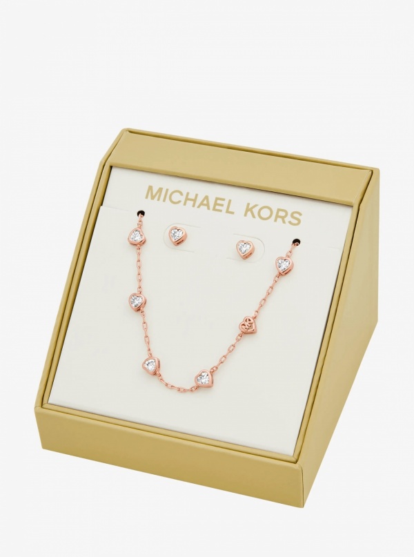 Heart Cubic Zirconia Necklace and Stud Earrings Gift Set