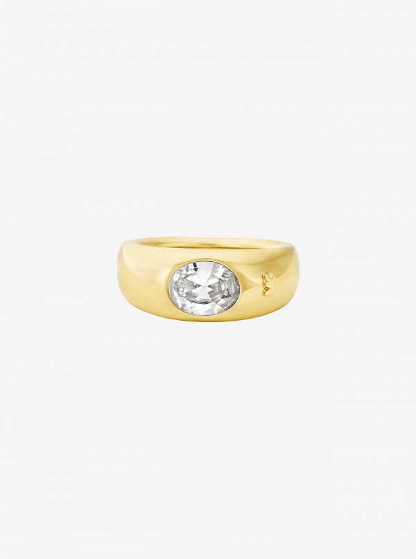 Michael Kors Precious Metal-Plated Cubic Zirconia Signet Ring