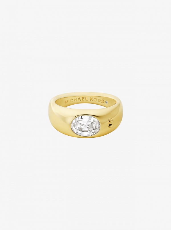 Michael Kors Precious Metal-Plated Cubic Zirconia Signet Ring