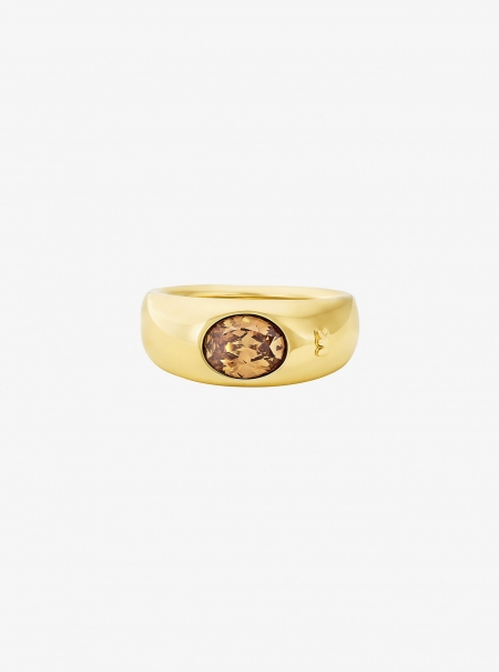 Michael Kors Precious Metal-Plated Cubic Zirconia Signet Ring