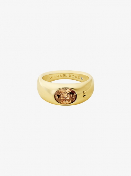 Michael Kors Precious Metal-Plated Cubic Zirconia Signet Ring