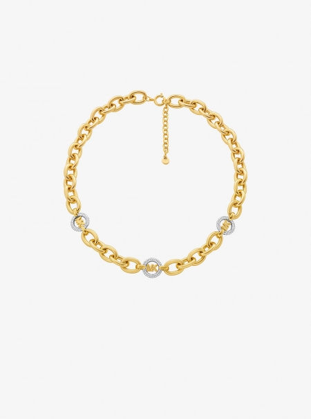 Michael Kors Pavé MK Pop Charm Chain-Link Necklace