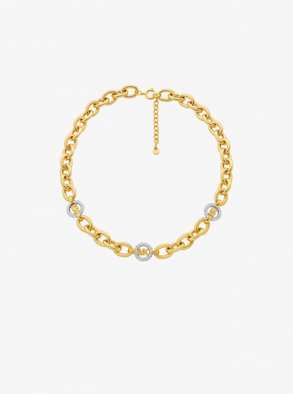 Michael Kors Pavé MK Pop Charm Chain-Link Necklace