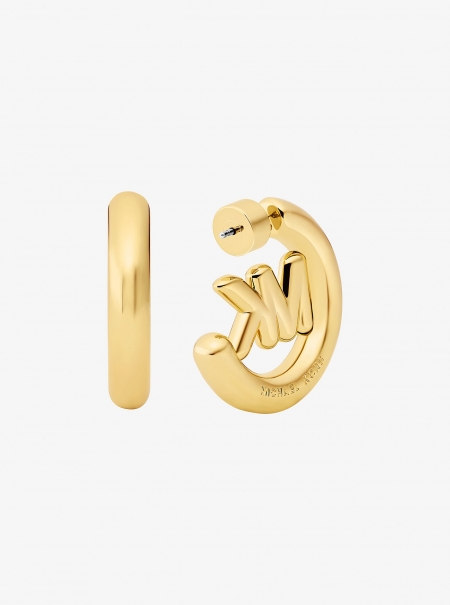 Michael Kors Large Logo Charm Hoop Earrings