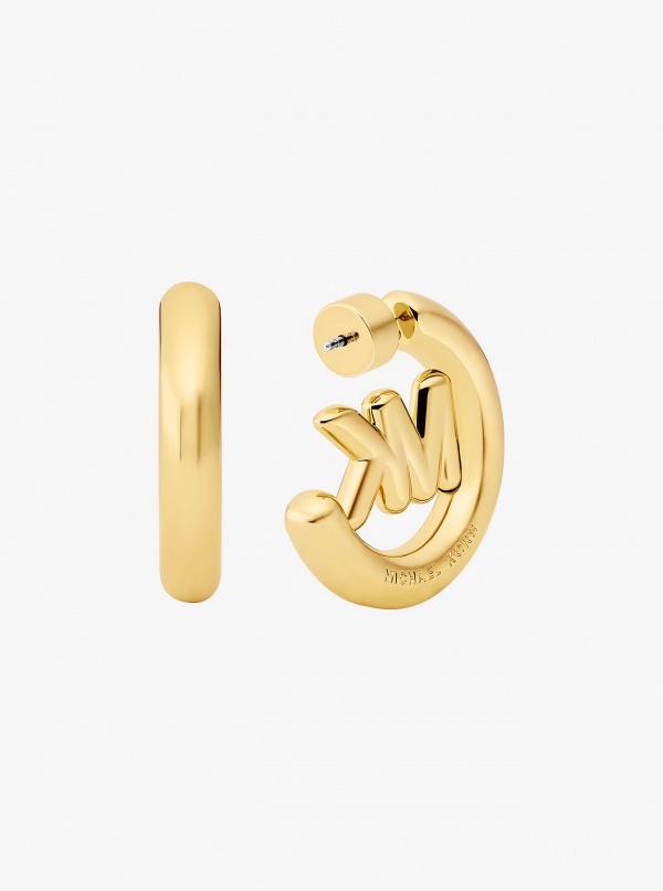Michael Kors Large Logo Charm Hoop Earrings