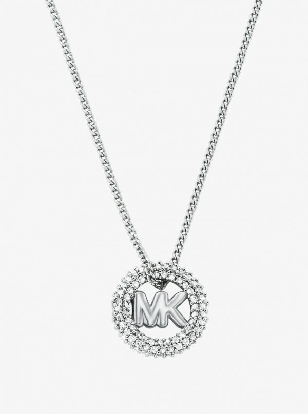 Michael Kors Pavé and Logo Charm Two-Tone Necklace