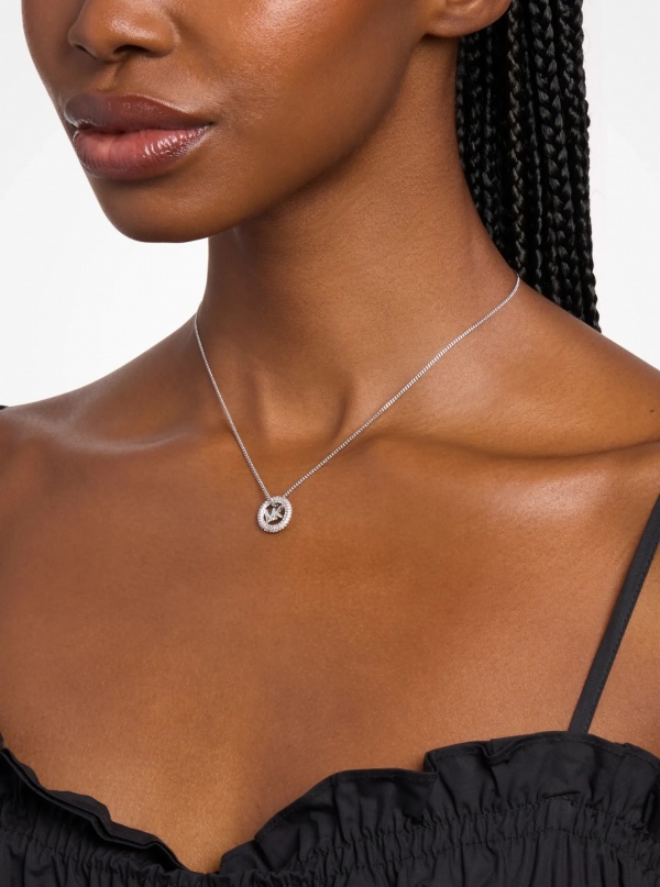 Michael Kors Pavé and Logo Charm Two-Tone Necklace