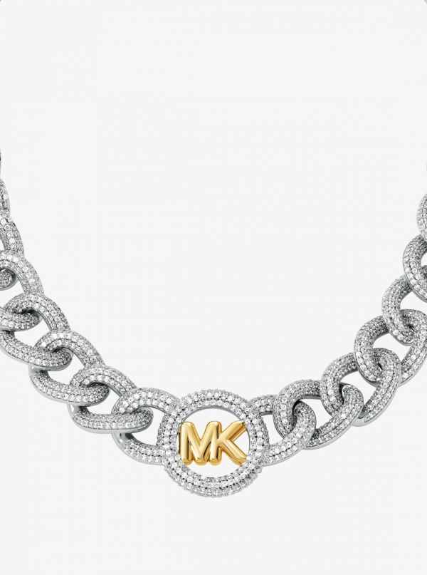Michael Kors Pavé Logo Curb-Link Necklace
