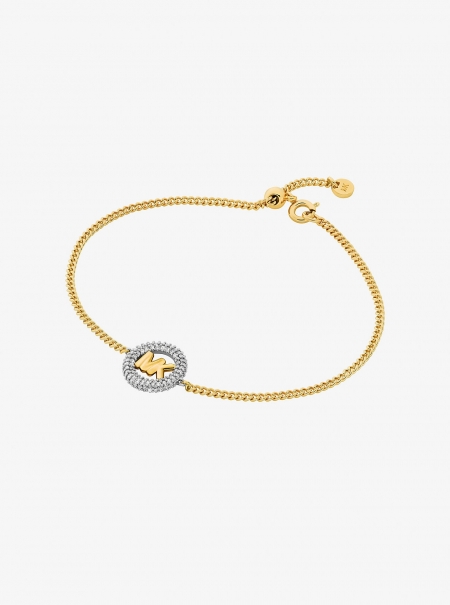 Michael Kors Pavé and Logo Charm Two-Tone Slider Bracelet